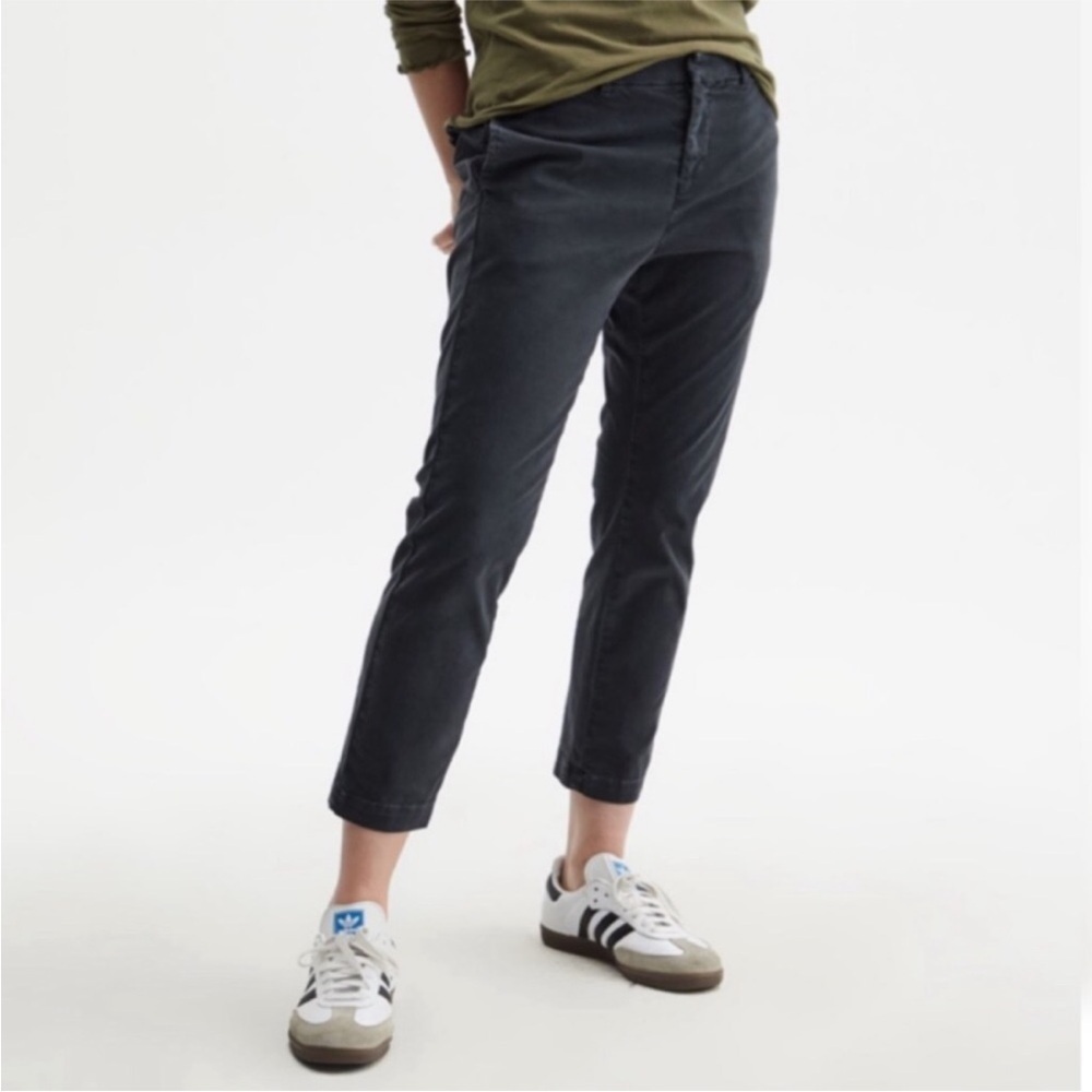 Nili Lotan Tel Aviv Cropped Cotton Ankle Pant Trouser Carbon Grey Size 0